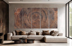 Tree Ring Canvas wall art Abstract Wood print Modern Farmhouse Decor Brown Living room wall art Wood