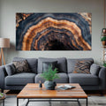 Tree Ring Canvas wall art Abstract Wood print Modern Farmhouse Decor Blue Living room wall art Wood Large