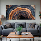 Tree Ring Canvas wall art Abstract Wood print Modern Farmhouse Decor Blue Living room wall art Wood Large