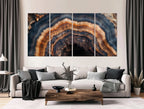 Tree Ring Canvas wall art Abstract Wood print Modern Farmhouse Decor Blue Living room wall art Wood Large