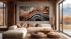 Abstract waves canvas wall art Natural Wood Texture painting print Rustic wall decor Large art Elegant