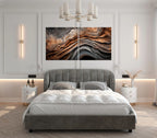 Abstract waves canvas wall art Natural Wood Texture painting print Rustic wall decor Large art Elegant