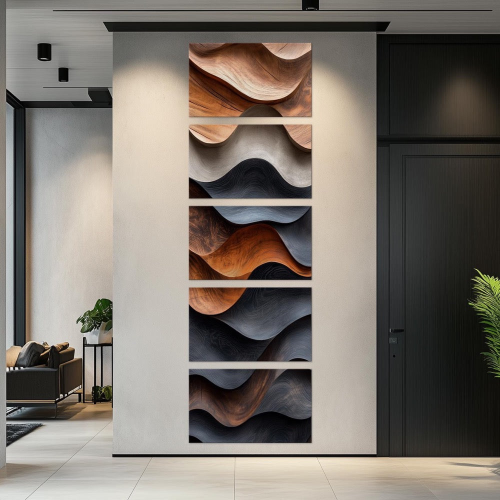 Abstract Wood Canvas Wall Art: Boho Decor - Ready to Hang Vertical Print