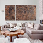 Tree Ring Canvas wall art Abstract Wood print Modern Farmhouse Decor Brown Living room wall art Wood