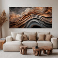 Abstract waves canvas wall art Natural Wood Texture painting print Rustic wall decor Large art Elegant